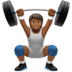 🏋🏾 person lifting weights: medium-dark skin tone display on Apple